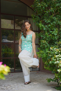 Turquoise Blue Beaded Farshi Set - lifestyle shot