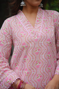 Soft Pink Era Farshi Set - neckline detail