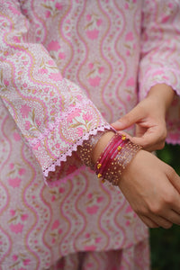 Soft Pink Era Farshi Set - sleeve cuff detail