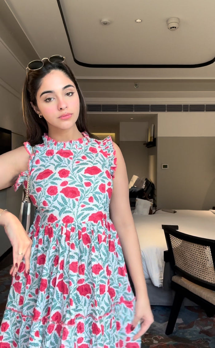FLORAL RUFFLE DRESS